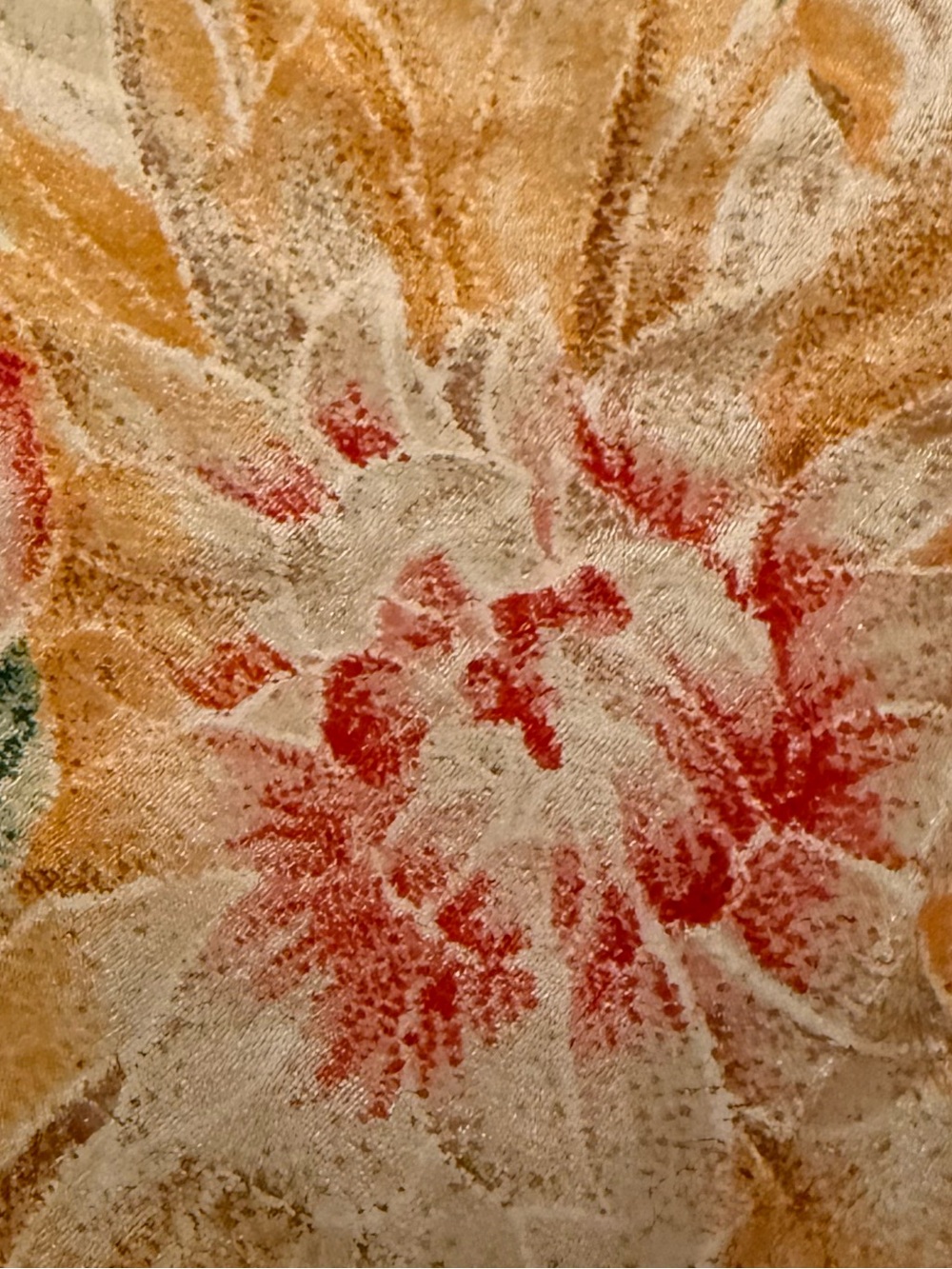 Vintage Echo Silk Feel Floral Scarf Ivory Botanical Romantic Cottagecore Trim - Picture 4 of 4